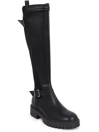 Shop Kenneth Cole Reaction Salt Lug Ttk Biker Womens Faux Leather Tall Knee-high Boots In Black