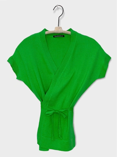 Shop Kloni & The Krew Knitted Cardigan With Belt In Green