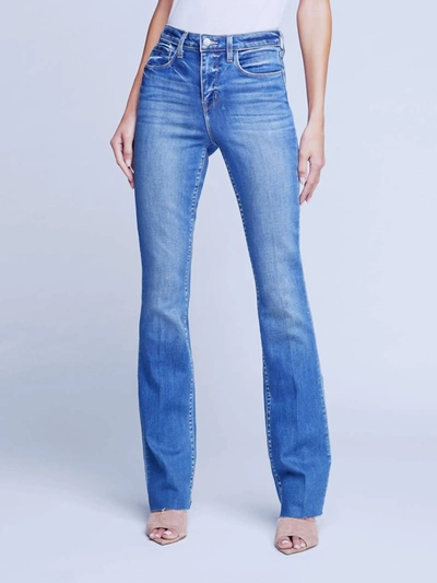 Shop L Agence Ruth High Rise Straight Jeans In Cambridge In Multi
