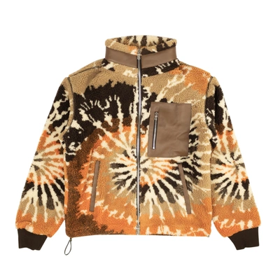 Shop Amiri Orange And Black Tie Dye Polar Track Jacket In Gold