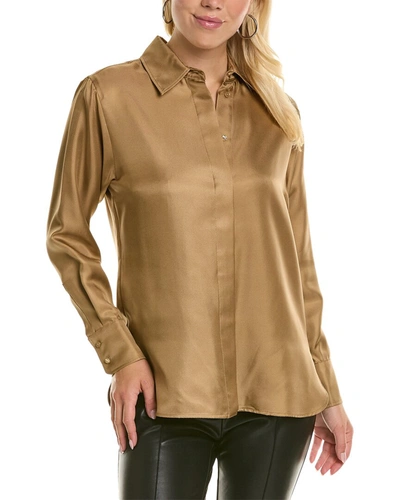 Shop Max Mara Molina Silk Shirt In Gold