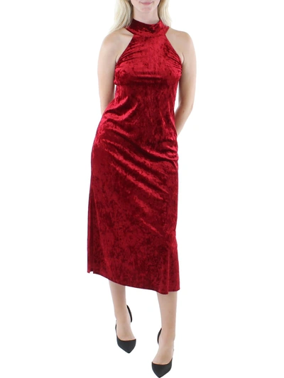 Shop Bar Iii Womens Velvet Tea Halter Dress In Red