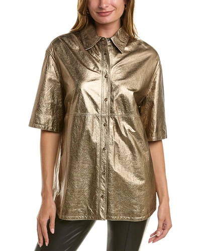 Shop Brunello Cucinelli Leather Shirt In Gold