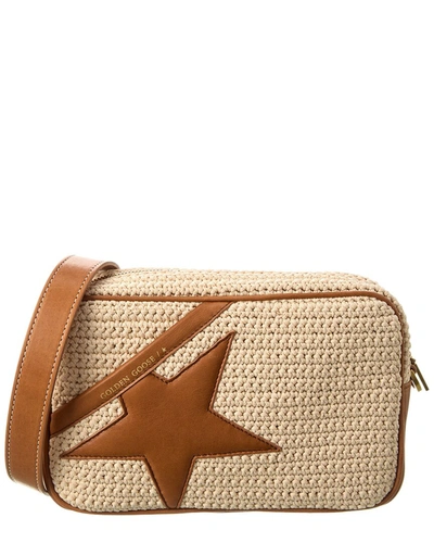 Shop Golden Goose Star Knit & Leather Shoulder Bag In Beige