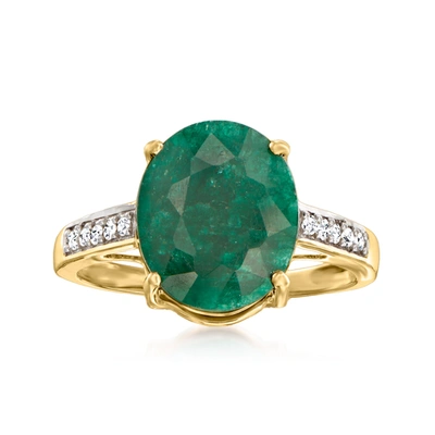 Shop Canaria Fine Jewelry Canaria Emerald Ring With Diamond Accents In 10kt Yellow Gold In Green