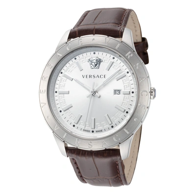 Shop Versace Men's 42mm Quartz Watch In Silver