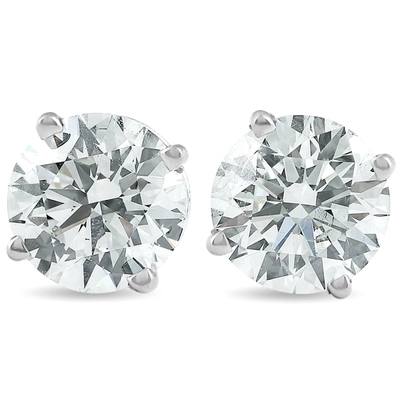 Pompeii3 2 Carat Round Lab Grown Diamond Studs 14k White Gold With Screw Backs In Multi