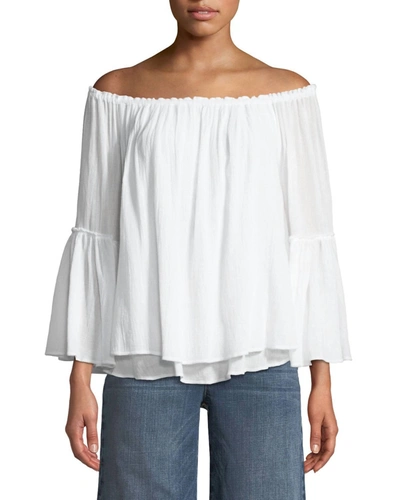 Shop Bailey44 Off Shoulder Bahama Layered Blouse In White