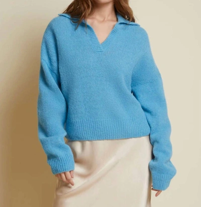 Shop Nation Ltd Georgie Polo Sweater In Cornflower In Blue