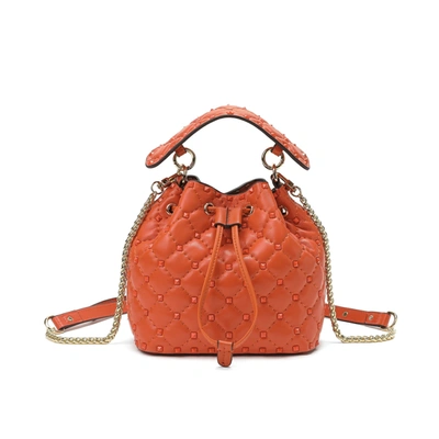 Shop Tiffany & Fred Quilted Studded Lambskin Drawstring Shoulder Bag In Pink