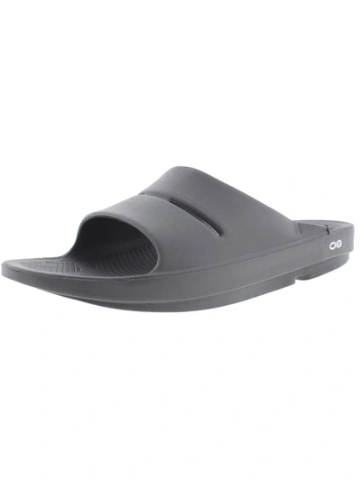 Shop Oofos Ooahh Cut-out Flexible Slide Sandals In Black