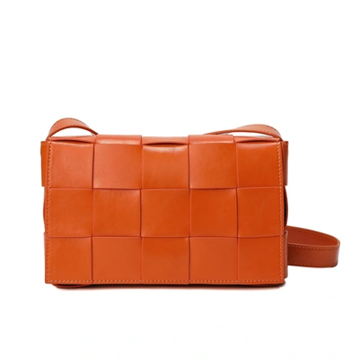 Shop Tiffany & Fred Paris Tiffany & Fred Patent Leather Woven Crossbody In Orange
