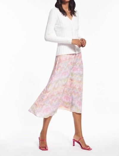 Shop Ecru Chevron-print Midi Skirt In Palm Springs In Pink