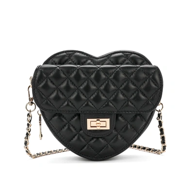 Shop Tiffany & Fred Paris Tiffany & Fred Quilted Sheepskin Heart-shaped Crossbody Shoulder Bag In Black