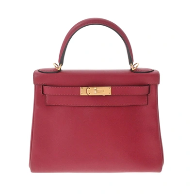 Shop Hermes Kelly 28 Leather Handbag () In Red