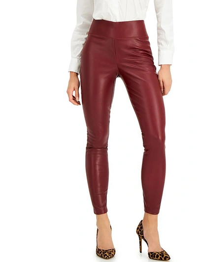Shop Inc Womens Faux Leather Ankle Pants In Red