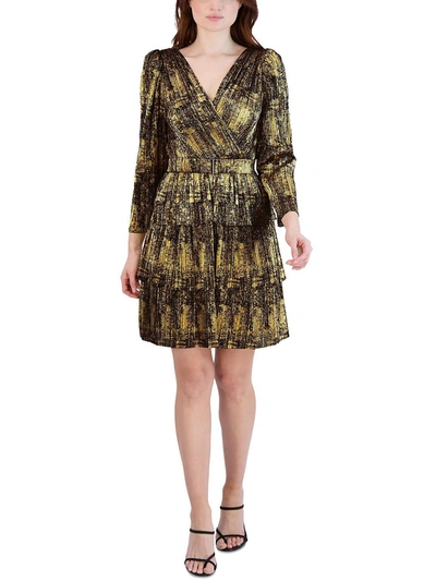 Shop Bcbgeneration Womens Metallic Mini Cocktail And Party Dress In Gold