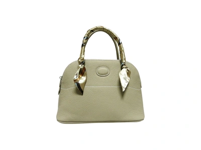 Shop Tiffany & Fred Full-grain Leather Satchel Bag In Beige