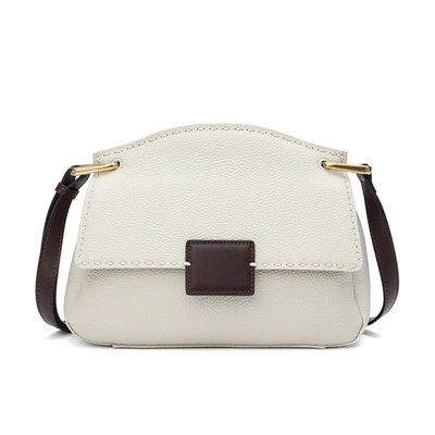 Shop Tiffany & Fred Paris Tiffany & Fred Full-grain Leather Messenger/shoulder Bag In White