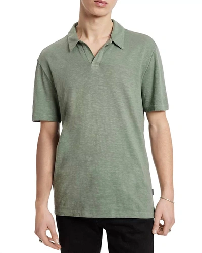 Shop John Varvatos Men's Zion Open Placket Short Sleeve Polo Shirt In Legume In Green