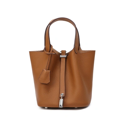 Shop Tiffany & Fred Paris Tiffany & Fred Full-grain Leather Top-handle Bag In Brown
