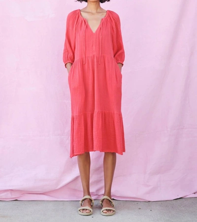 Shop Sundry Midi Tiered Dress In Poppy In Pink