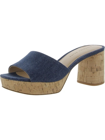 Shop Veronica Beard Dali Womens Cork Slip On Heels In Blue