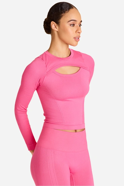 Shop Alala Slash Seamless Long Sleeve In Pink