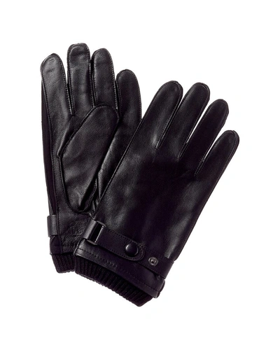 Shop Bruno Magli Wool-blend & Leather Gloves In Black