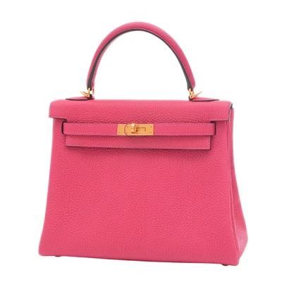 Shop Hermes Kelly 25 Leather Handbag () In Pink