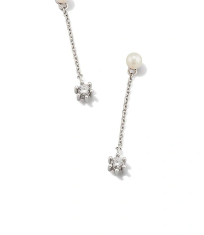 Shop Kendra Scott Leighton Pearl Linear Earrings In Rhodium/white Pearl In Multi