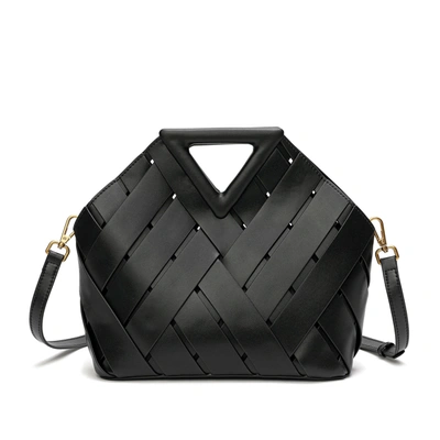 Shop Tiffany & Fred Paris Tiffany & Fred Smooth & Perforated Leather Bag In Black