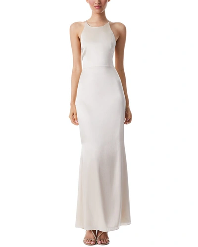 Shop Alice And Olivia Samia Silk-blend Gown In Beige
