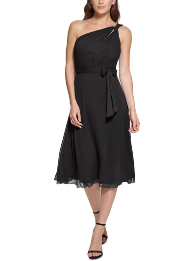 Shop Dkny Womens Belted Midi Cocktail And Party Dress In Black