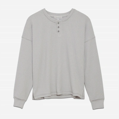 Shop Pj Salvage Mini-stripe Long Sleeve Top In Grey In Brown