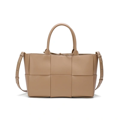 Shop Tiffany & Fred Paris Tiffany & Fred Woven Smooth Leather Tote Bag In Beige