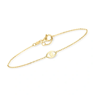 Rs Pure By Ross-simons Italian 14kt Yellow Gold Evil Eye Bracelet In Gold