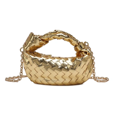 Shop Tiffany & Fred Paris Tiffany & Fred Woven Leather Knot-handle/shoulder Bag In Gold