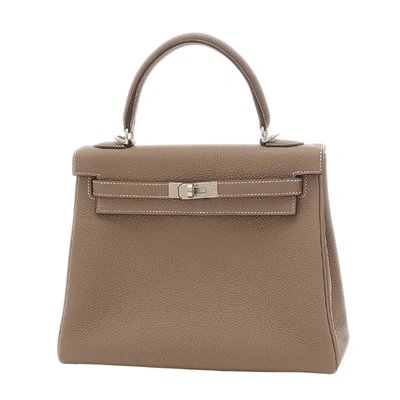 Shop Hermes Kelly 25 Leather Handbag () In Brown