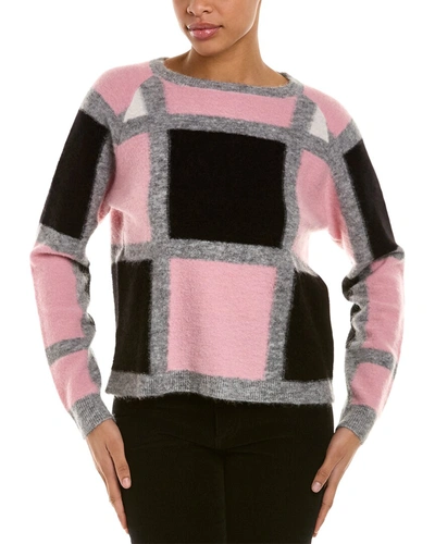 Shop Kier + J Tile Mohair & Wool-blend Pullover Sweater In Pink
