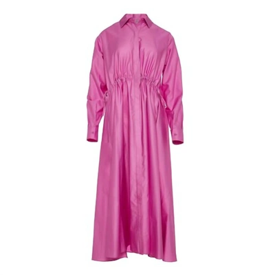 Devotion Twins Agios Nikias Cotton Sateen Shirt Dress In Violet In Pink