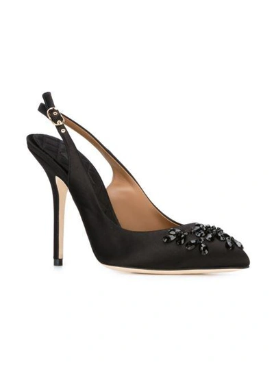 Shop Dolce & Gabbana Embellished Slingback Pumps In Black