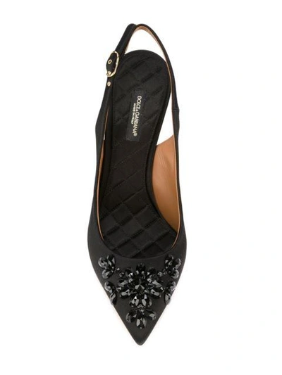 Shop Dolce & Gabbana Embellished Slingback Pumps In Black
