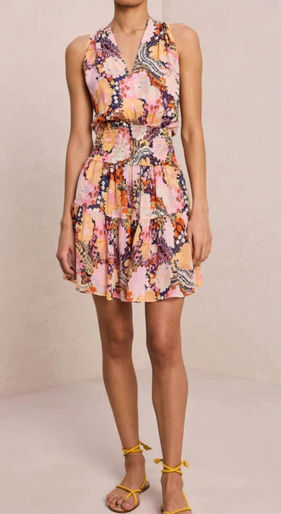 Shop A.l.c Courtney Silk Mini Dress In Midnight /rose Multi