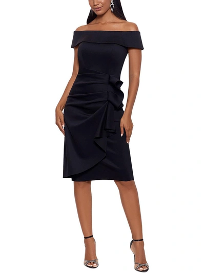 Shop Xscape Womens Ruched Off-the-shoulder Bodycon Dress In Black