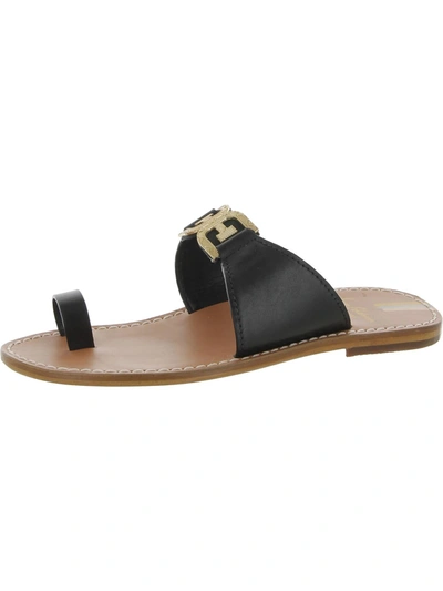 Shop Sam Edelman Maxime Womens Leather Toe Loop Slide Sandals In Black