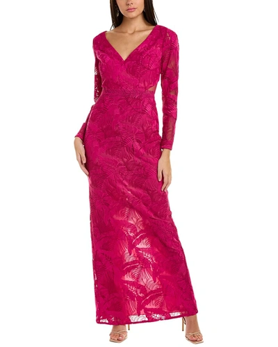Shop Marchesa Notte Embroidered Lace Gown In Pink