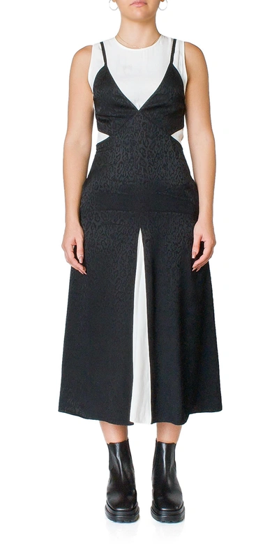 Shop Proenza Schouler White Label Leopard Jacquard Layered Midi Dress In Black