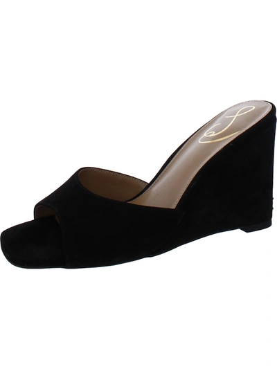 Shop Sam Edelman Merrick Womens Suede Slip-on Wedge Sandals In Black