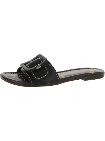 Shop Sam Edelman Gaige Womens Leather Slip On Slide Sandals In Black
